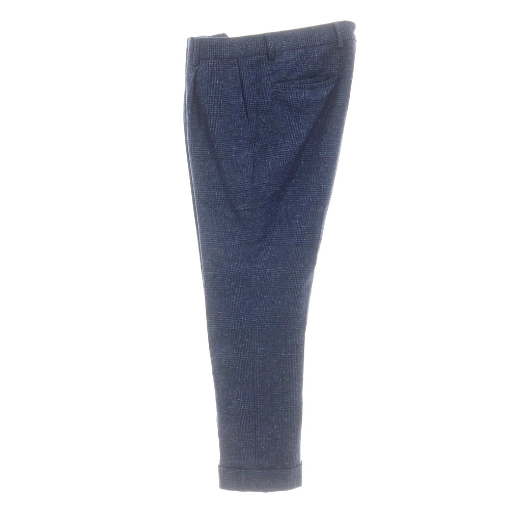【中古】ブルネロクチネリ Brunello Cucinelli ウールカシミヤ チェック 3つボタンスーツ ネイビーブルー【 上46/下44 】【 状態ランクC 】【 メンズ 】