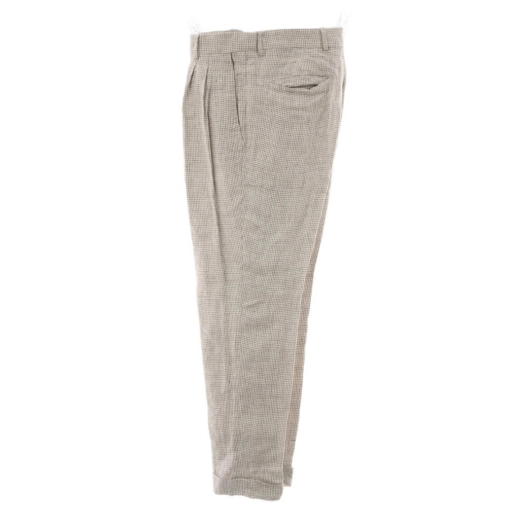【中古】ブルネロクチネリ Brunello Cucinelli リネン ハウンドトゥース柄 ダブルスーツ グレージュxホワイト【 46 】【 状態ランクC 】【 メンズ 】
