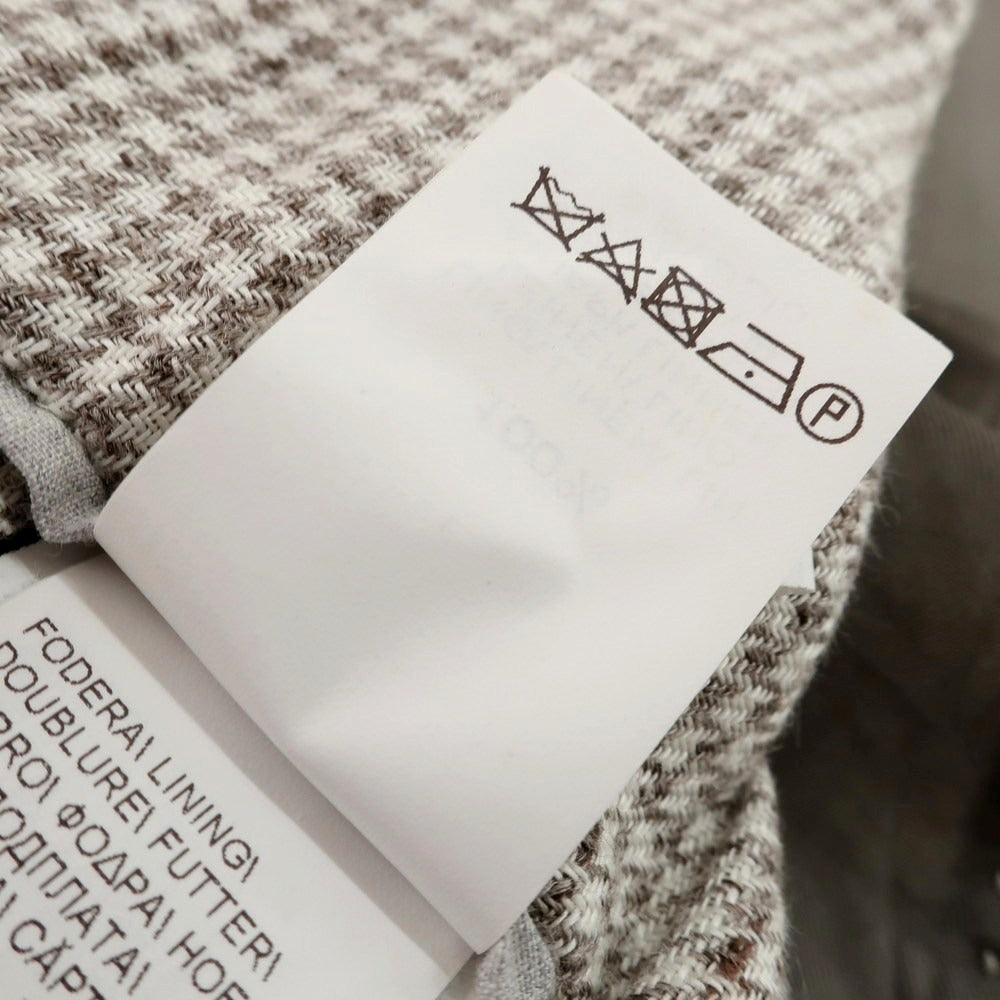 【中古】ブルネロクチネリ Brunello Cucinelli リネン ハウンドトゥース柄 ダブルスーツ グレージュxホワイト【 46 】【 状態ランクC 】【 メンズ 】