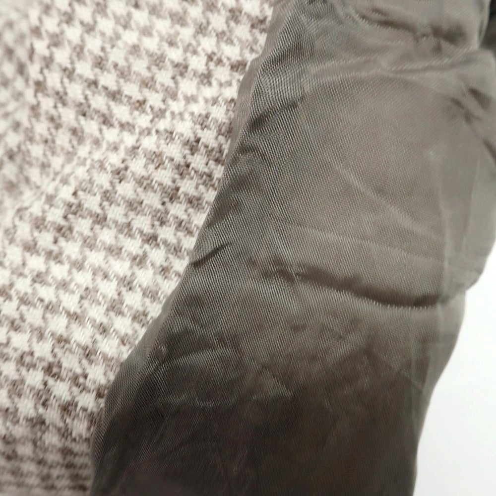 【中古】ブルネロクチネリ Brunello Cucinelli リネン ハウンドトゥース柄 ダブルスーツ グレージュxホワイト【 46 】【 状態ランクC 】【 メンズ 】