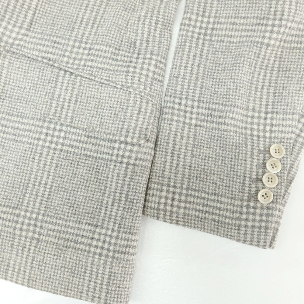 【中古】ブルネロクチネリ Brunello Cucinelli ウールシルクカシミヤ チェック 3つボタンスーツ ライトグレーxホワイト【 48 】【 状態ランクC 】【 メンズ 】
