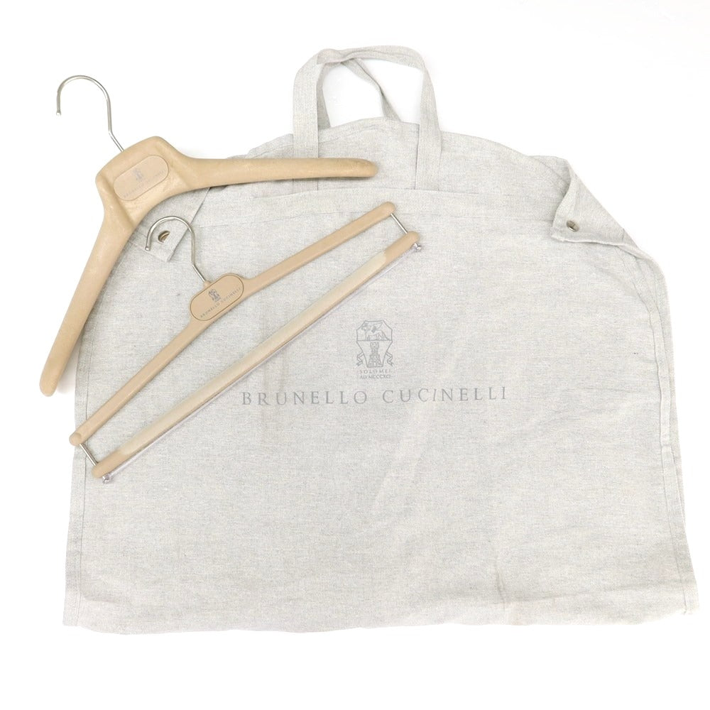 【中古】ブルネロクチネリ Brunello Cucinelli ウールシルクカシミヤ チェック 3つボタンスーツ ライトグレーxホワイト【 48 】【 状態ランクC 】【 メンズ 】