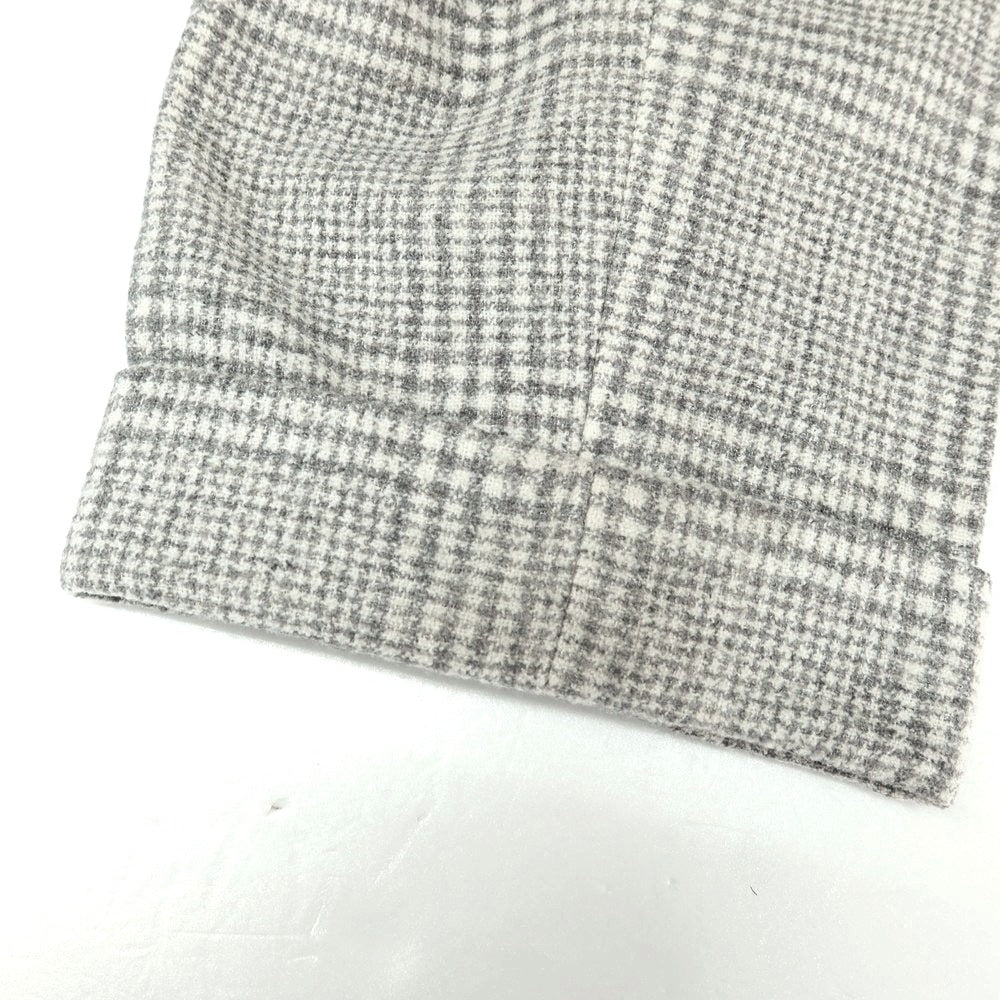 【中古】ブルネロクチネリ Brunello Cucinelli ウールシルクカシミヤ チェック 3つボタンスーツ ライトグレーxホワイト【 48 】【 状態ランクC 】【 メンズ 】