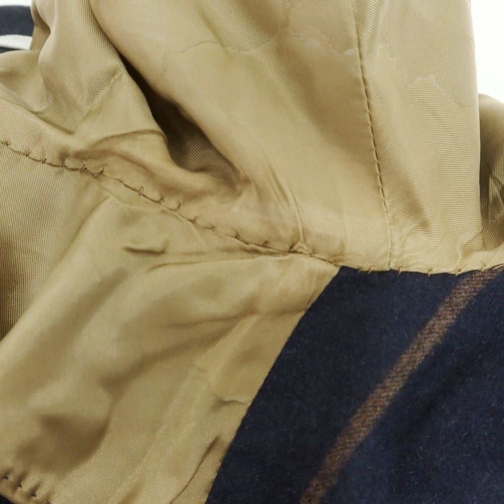 【中古】ブルネロクチネリ Brunello Cucinelli ウールシルクカシミヤ ストライプ テーラードジャケット ネイビーxブラウン【 46 】【 状態ランクC 】【 メンズ 】