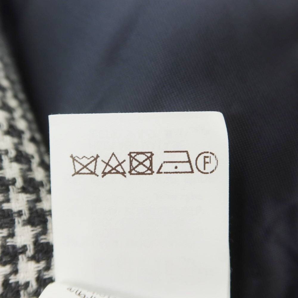 【中古】ブルネロクチネリ Brunello Cucinelli リネンウールシルク ハウンドトゥース テーラードジャケット チャコールxホワイト【 46 】【 状態ランクC 】【 メンズ 】