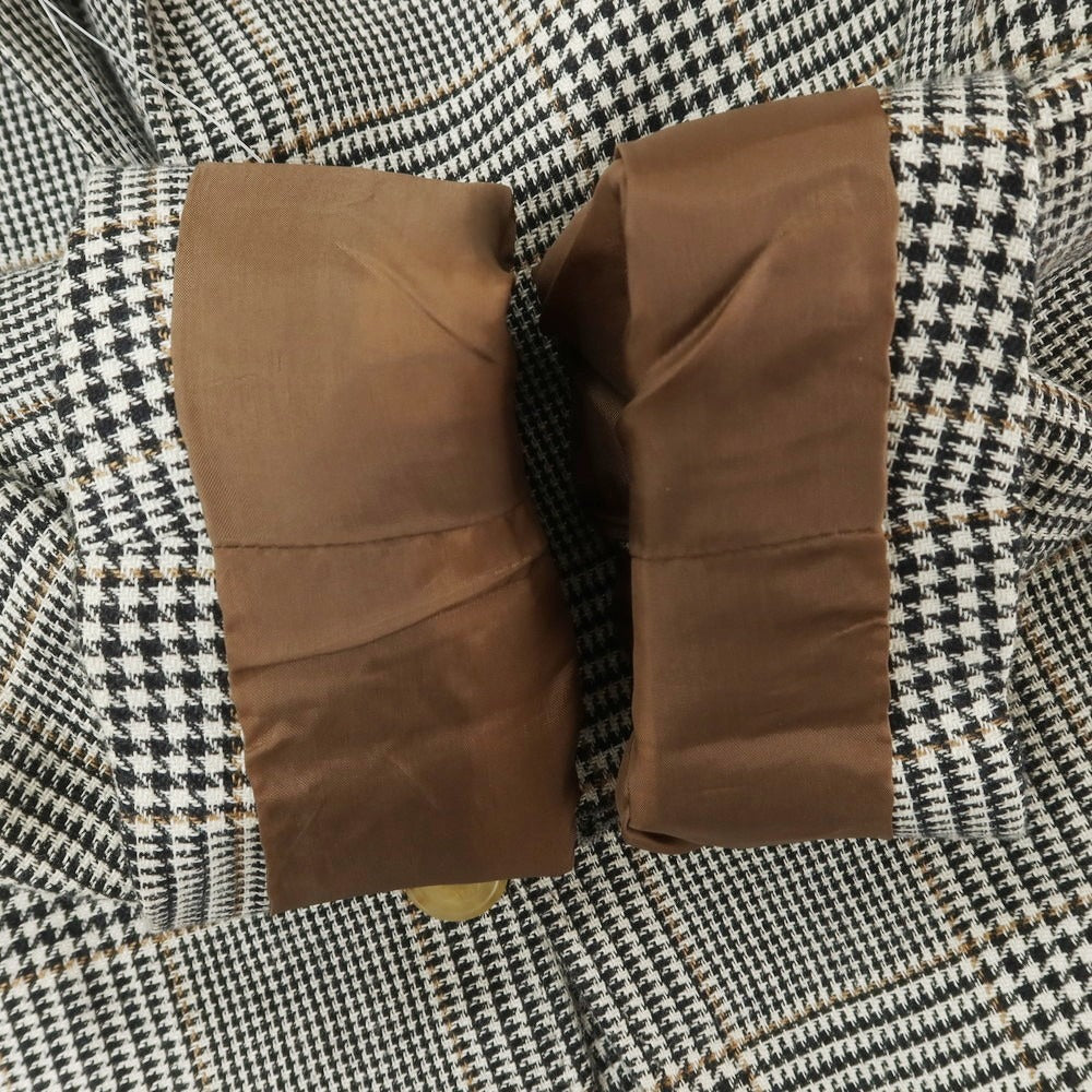 【中古】ブルネロクチネリ Brunello Cucinelli リネンウールシルク チェック テーラードジャケット ダークネイビーxホワイト【 46 】【 状態ランクD 】【 メンズ 】