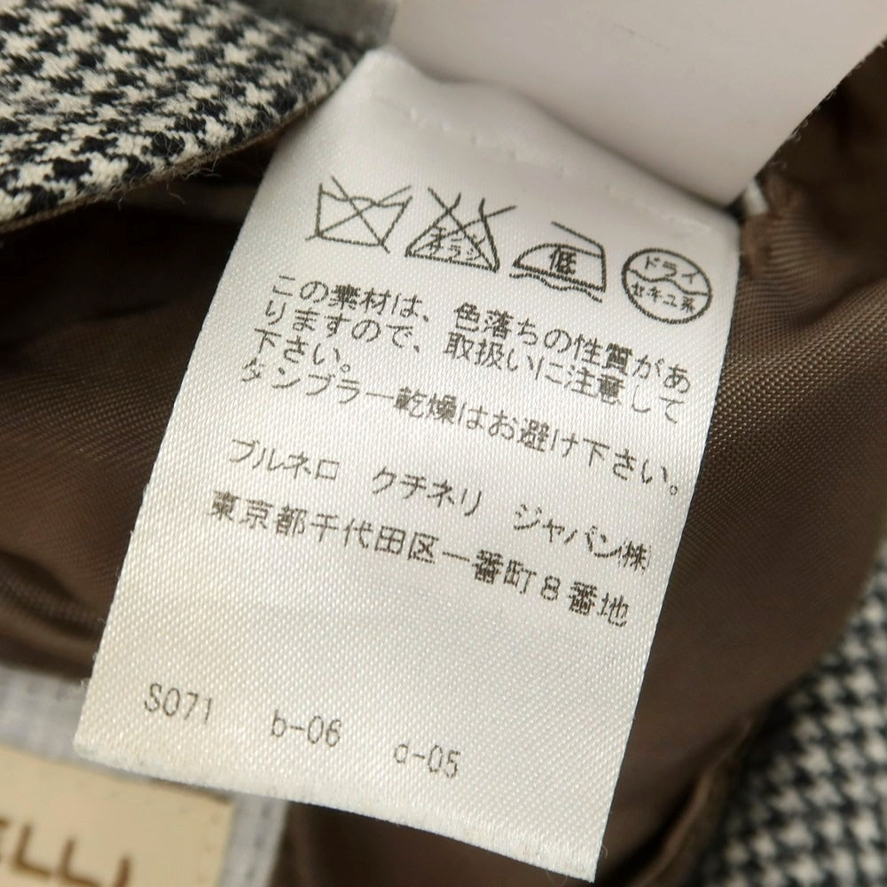【中古】ブルネロクチネリ Brunello Cucinelli ウール ハウンドトゥース柄 テーラードジャケット オフホワイトxブラック【 46 】【 状態ランクD 】【 メンズ 】