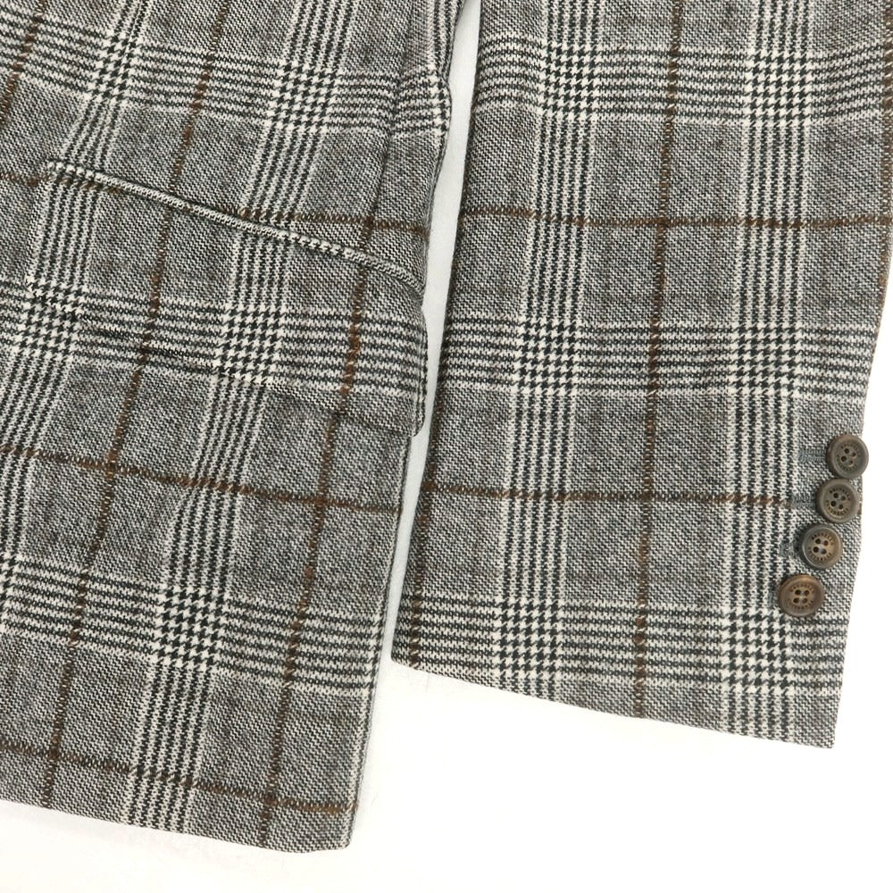 【中古】ブルネロクチネリ Brunello Cucinelli ウール チェック テーラードジャケット ホワイト×ブラック×ブラウン【 46 】【 状態ランクB 】【 メンズ 】