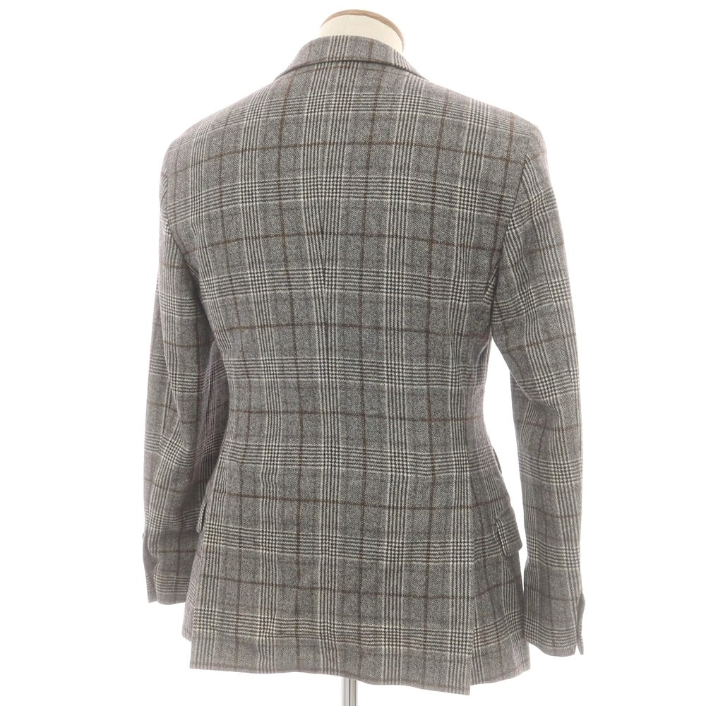 【中古】ブルネロクチネリ Brunello Cucinelli ウール チェック テーラードジャケット ホワイト×ブラック×ブラウン【 46 】【 状態ランクB 】【 メンズ 】