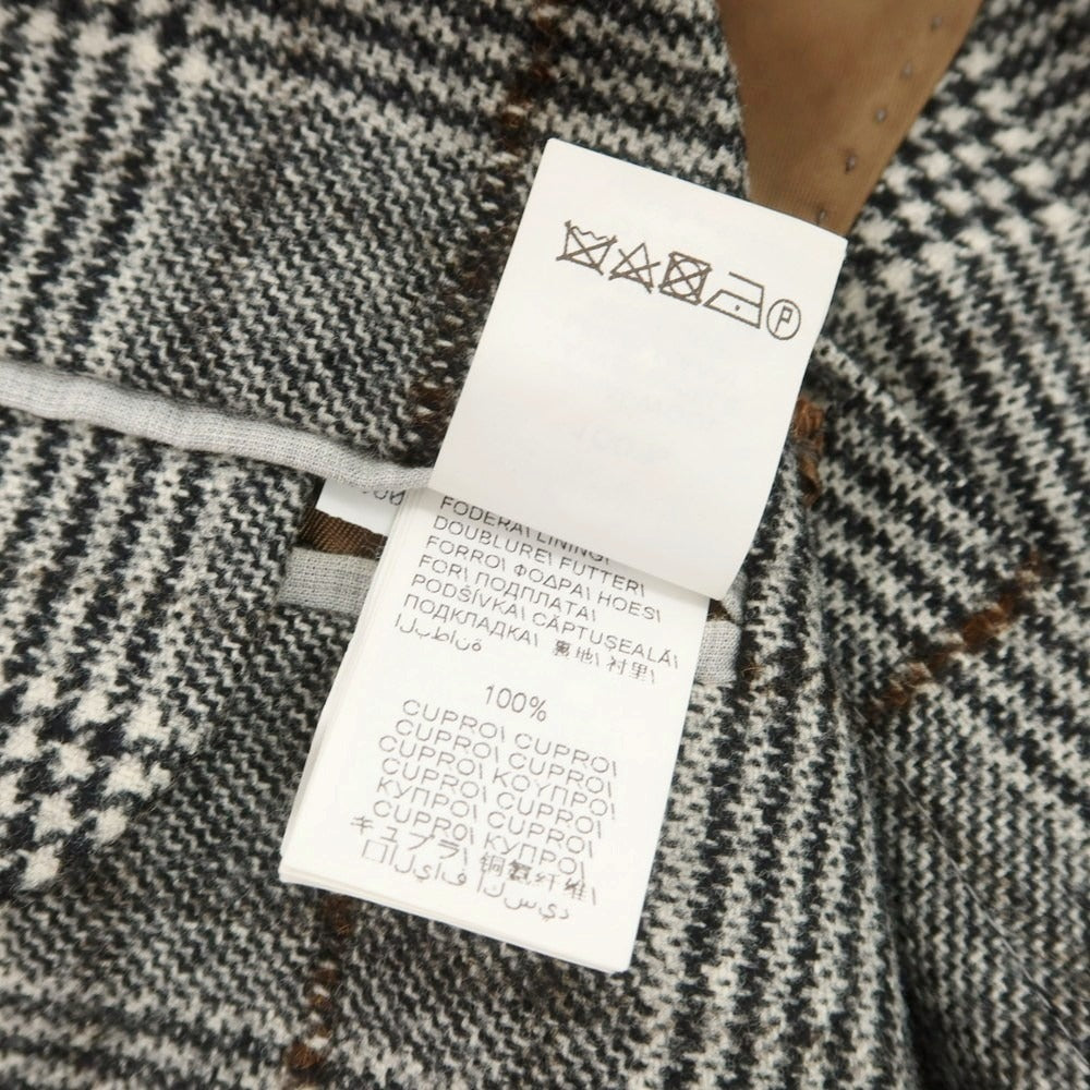 【中古】ブルネロクチネリ Brunello Cucinelli ウール チェック テーラードジャケット ホワイト×ブラック×ブラウン【 46 】【 状態ランクB 】【 メンズ 】