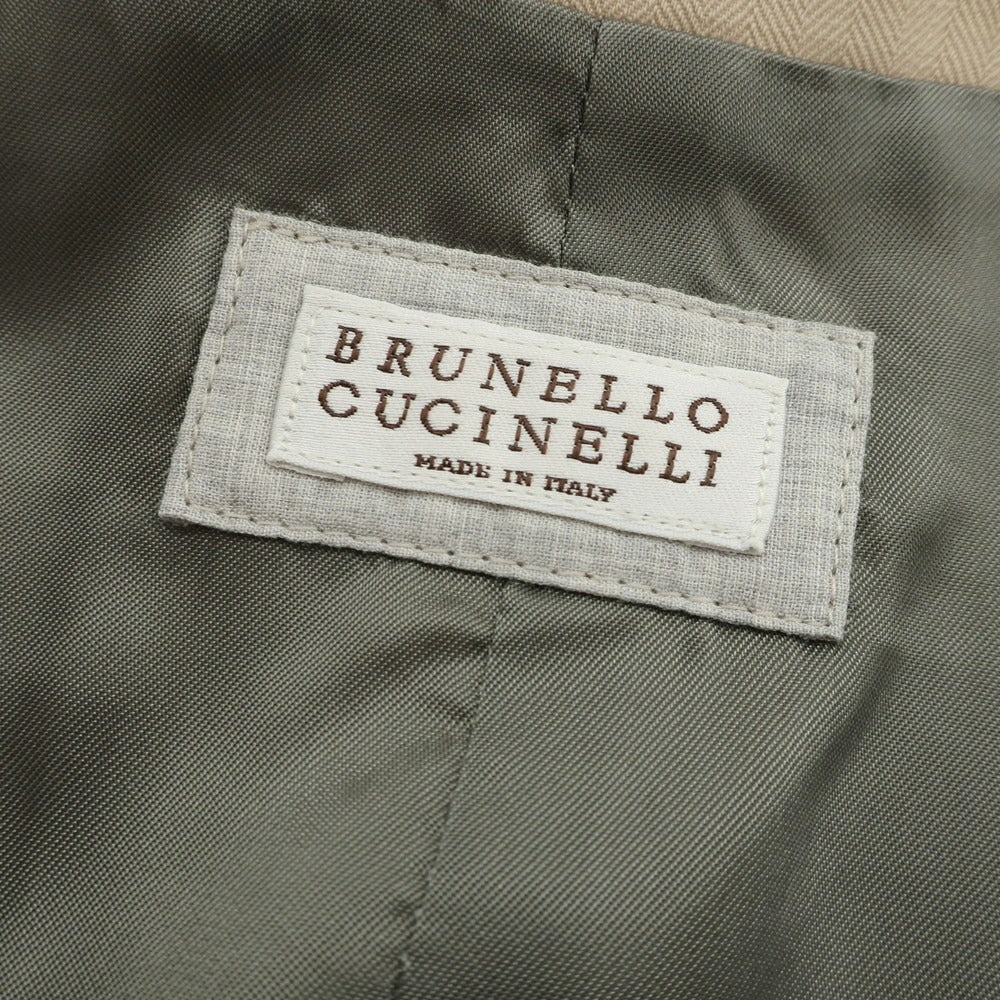 【中古】ブルネロクチネリ Brunello Cucinelli ヘリンボーン織ウールリネン ジレ ベスト ベージュ【 46 】【 状態ランクC 】【 メンズ 】