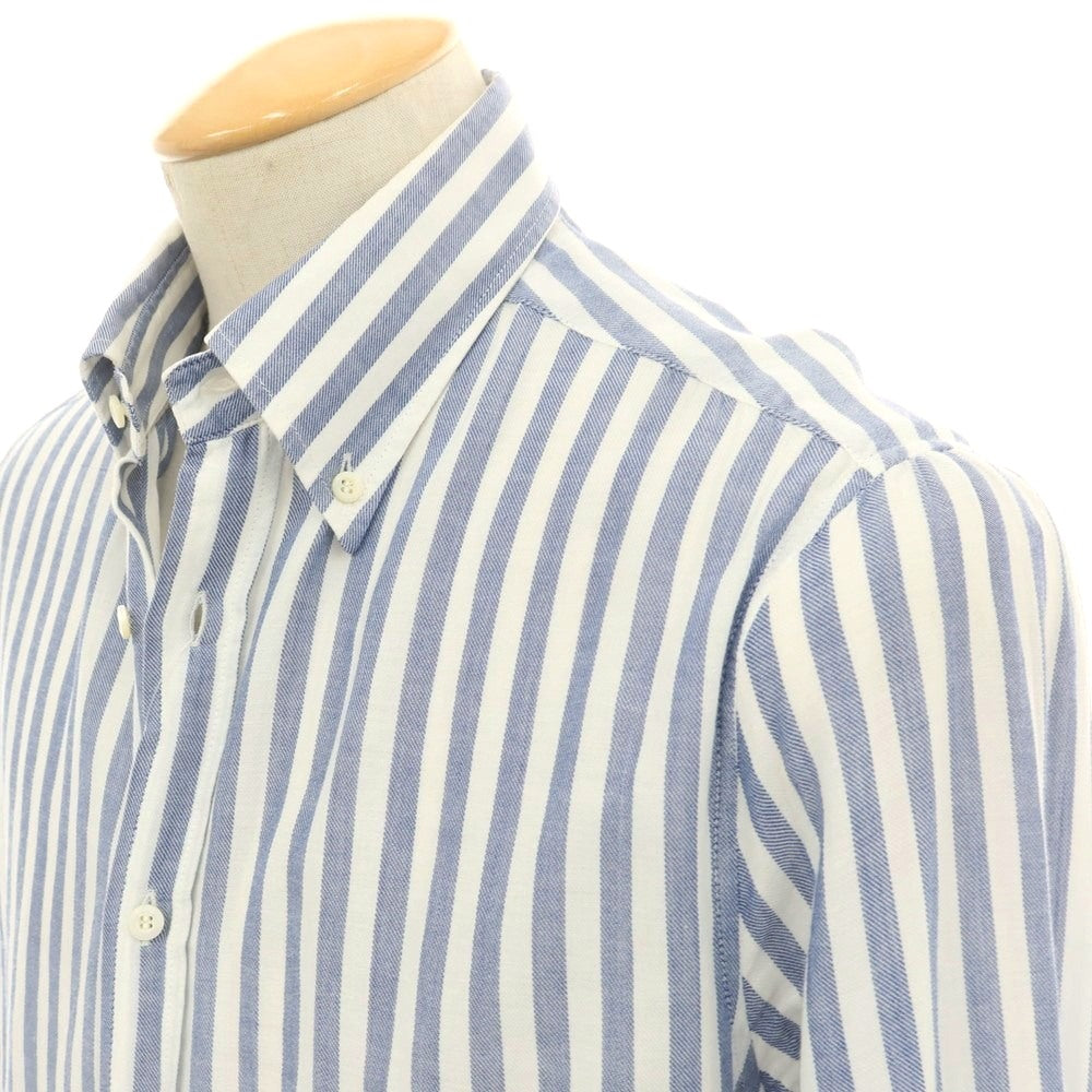 【中古】ブルネロクチネリ Brunello Cucinelli コットン ストライプ ボタンダウン カジュアルシャツ ブルーxホワイト【 S 】【 状態ランクB 】【 メンズ 】