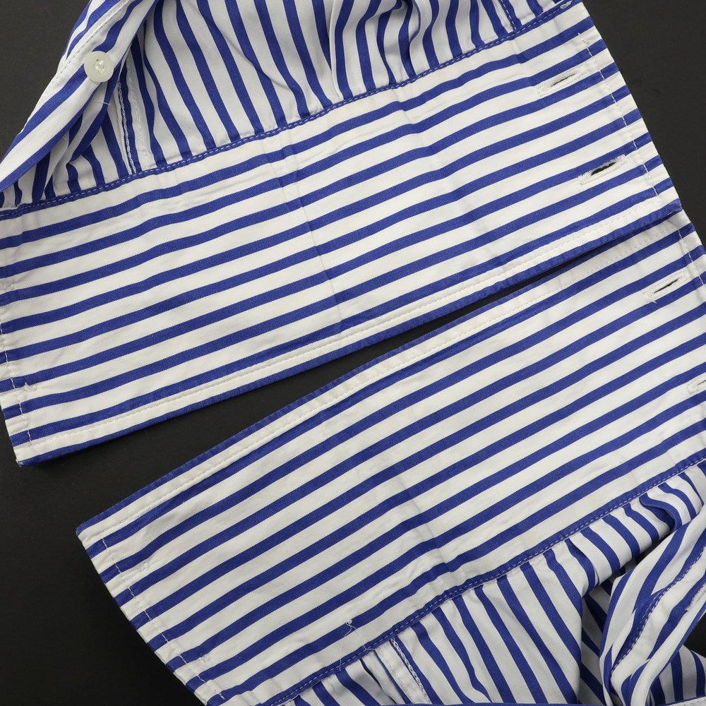 【中古】ブルネロクチネリ Brunello Cucinelli コットン ストライプ ボタンダウン ドレスシャツ ホワイトxブルー【 S 】【 状態ランクD 】【 メンズ 】