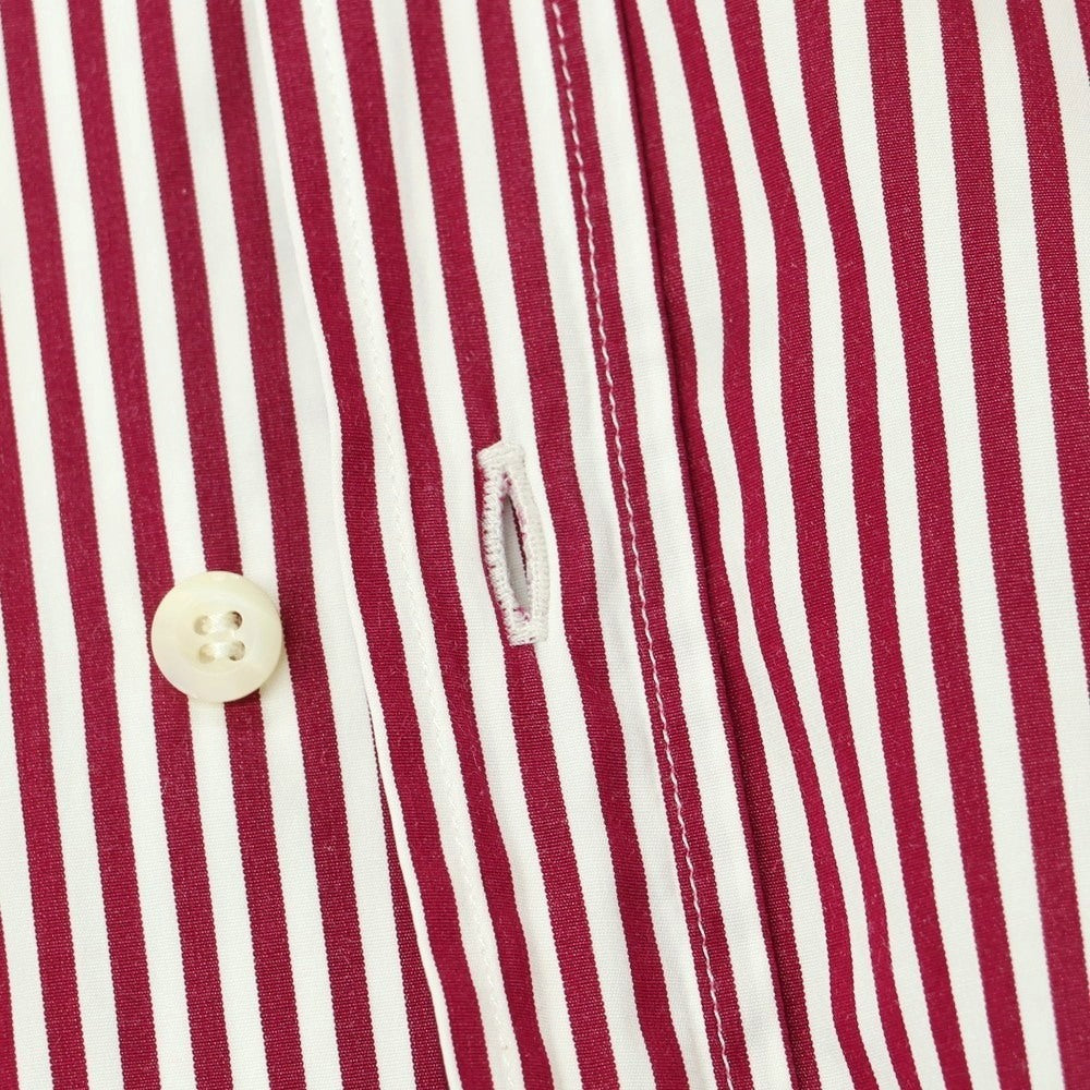 【中古】ブルネロクチネリ Brunello Cucinelli コットン ストライプ ボタンダウン ドレスシャツ ワインレッドxホワイト【 S 】【 状態ランクD 】【 メンズ 】