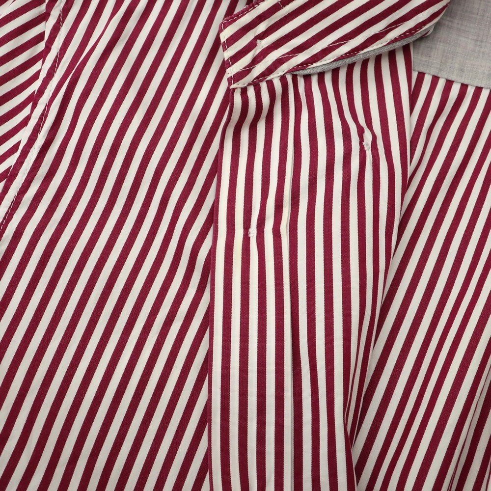 【中古】ブルネロクチネリ Brunello Cucinelli コットン ストライプ ボタンダウン ドレスシャツ ワインレッドxホワイト【 S 】【 状態ランクD 】【 メンズ 】