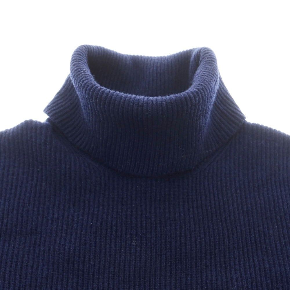 【中古】ブルネロクチネリ Brunello Cucinelli ウールカシミヤシルク リブ タートルネック プルオーバーニット ライトネイビー【 50 】【 状態ランクB 】【 メンズ 】