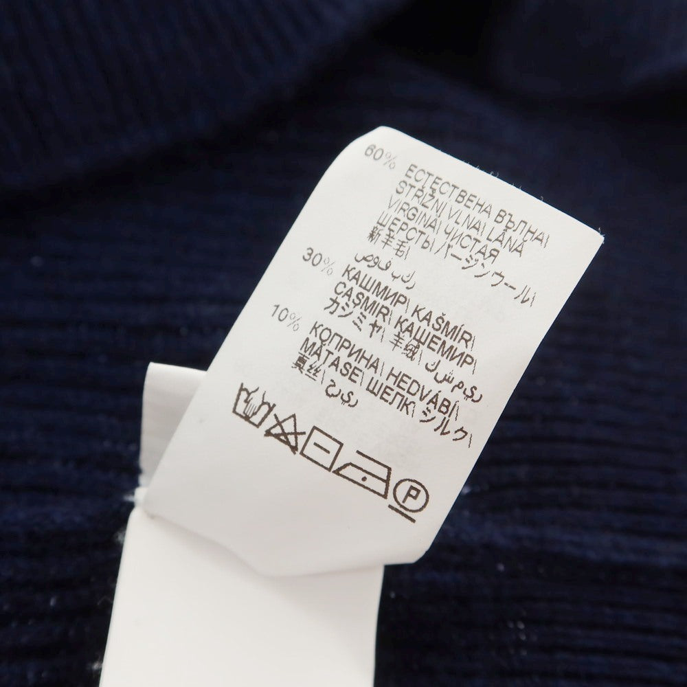 【中古】ブルネロクチネリ Brunello Cucinelli ウールカシミヤシルク リブ タートルネック プルオーバーニット ライトネイビー【 50 】【 状態ランクB 】【 メンズ 】