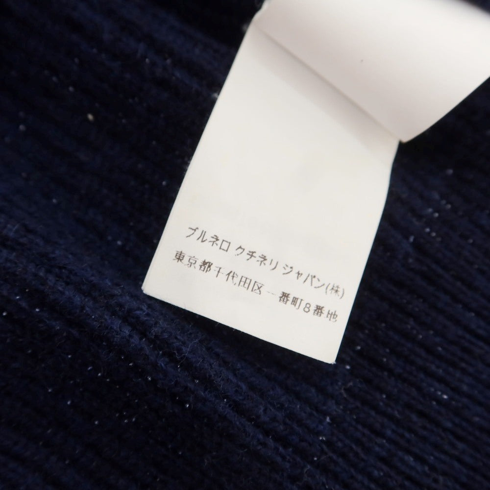 【中古】ブルネロクチネリ Brunello Cucinelli ウールカシミヤシルク リブ タートルネック プルオーバーニット ライトネイビー【 50 】【 状態ランクB 】【 メンズ 】