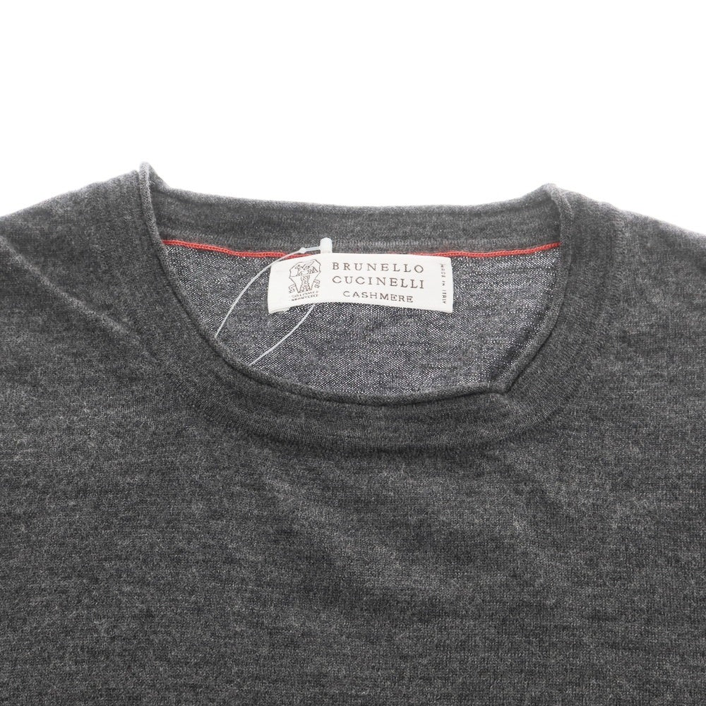 【中古】ブルネロクチネリ Brunello Cucinelli ハイゲージ カシミヤ系 クルーネック プルオーバーニット ダークグレー【 46 】【 状態ランクC 】【 メンズ 】