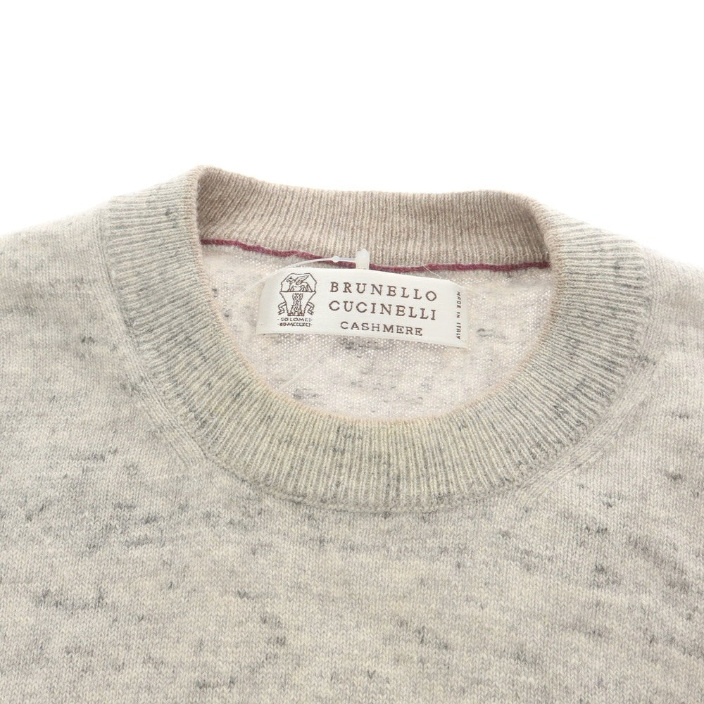 【中古】ブルネロクチネリ Brunello Cucinelli カシミヤ クルーネック プルオーバーニット ライトグレー【 46 】【 状態ランクD 】【 メンズ 】