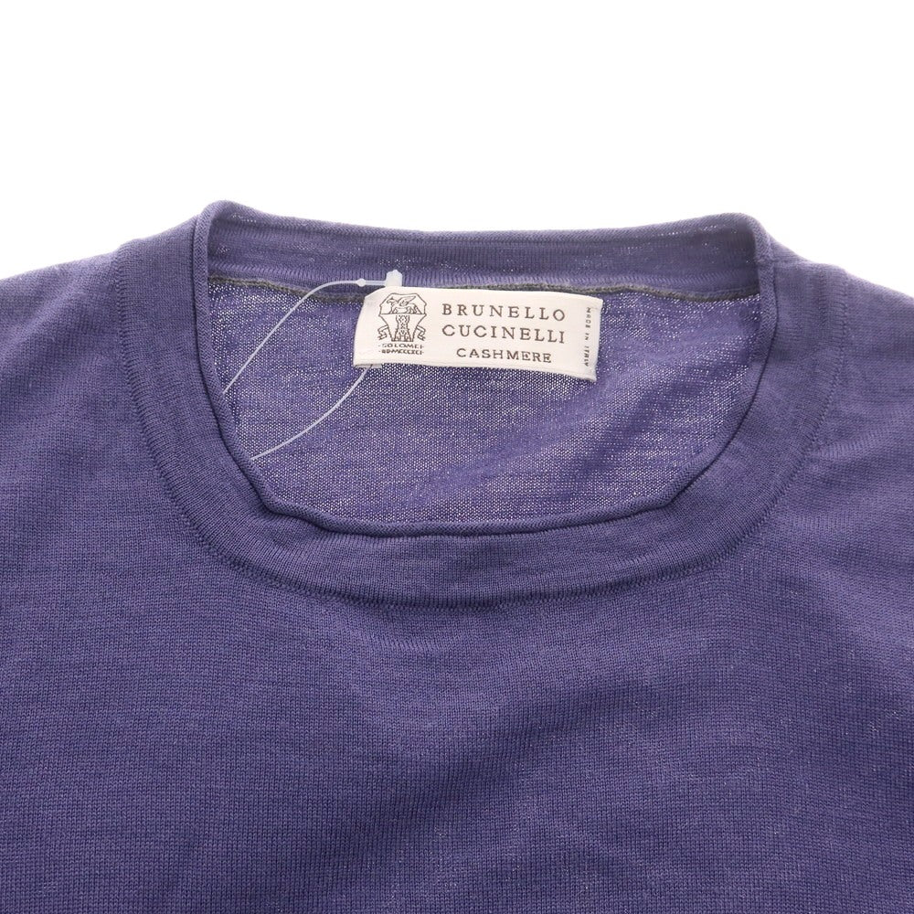 【中古】ブルネロクチネリ Brunello Cucinelli ハイゲージ ウールカシミヤ クルーネック プルオーバーニット ブルーパープル【 46 】【 状態ランクB 】【 メンズ 】