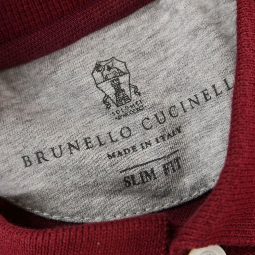 【中古】ブルネロクチネリ Brunello Cucinelli コットン 半袖ポロシャツ ボルドー【 S 】【 状態ランクC 】【 メンズ 】