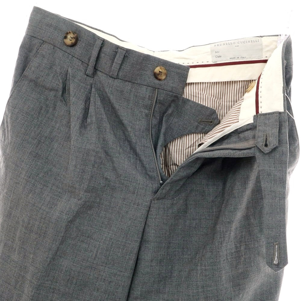 【中古】ブルネロクチネリ Brunello Cucinelli ウール ドレススラックスパンツ グレー【 44 】【 状態ランクC 】【 メンズ 】
