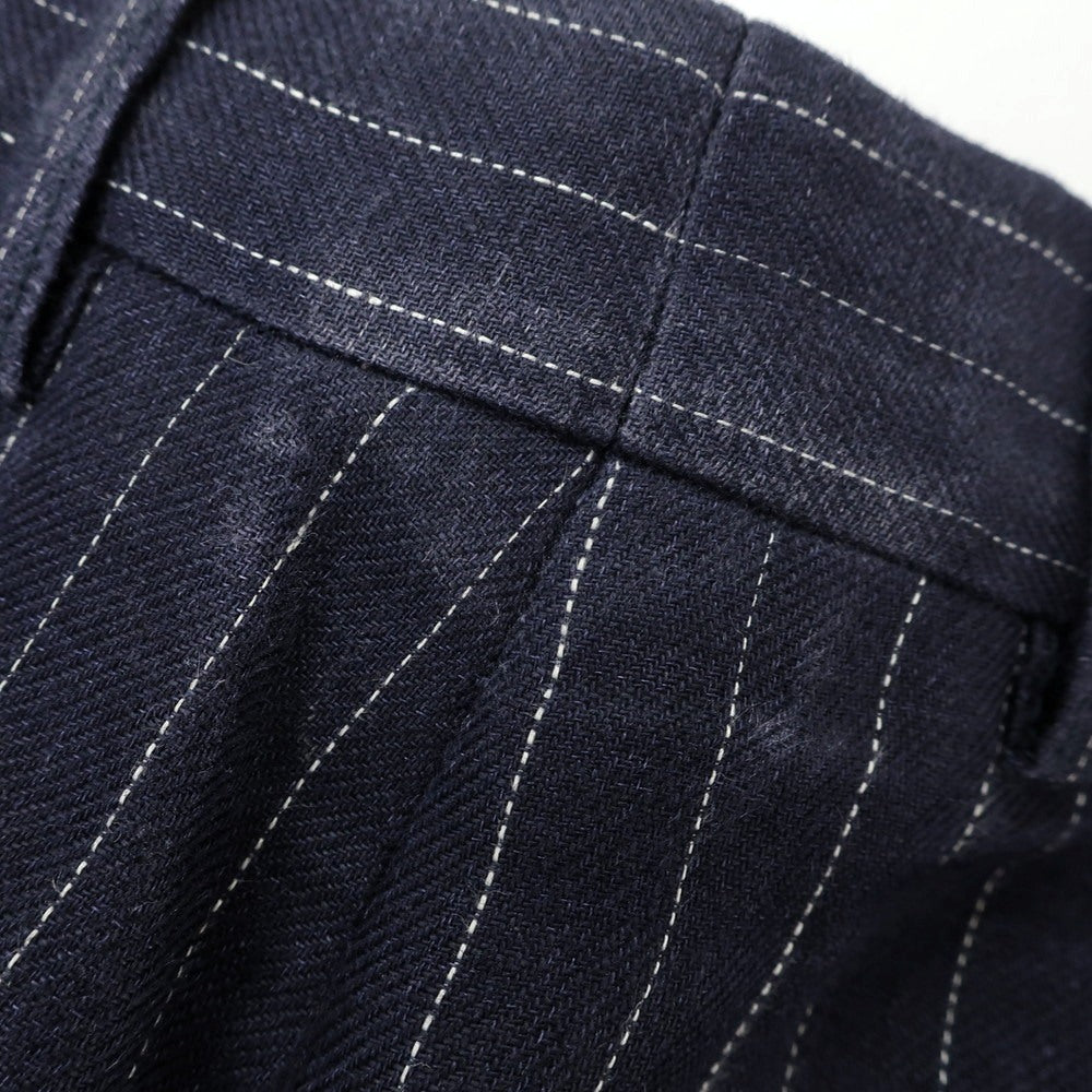 【中古】ブルネロクチネリ Brunello Cucinelli リネン ピンストライプ ドレススラックスパンツ ネイビーxホワイト【 44 】【 状態ランクC 】【 メンズ 】