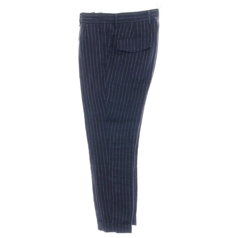 【中古】ブルネロクチネリ Brunello Cucinelli リネン ピンストライプ ドレススラックスパンツ ネイビーxホワイト【 44 】【 状態ランクC 】【 メンズ 】