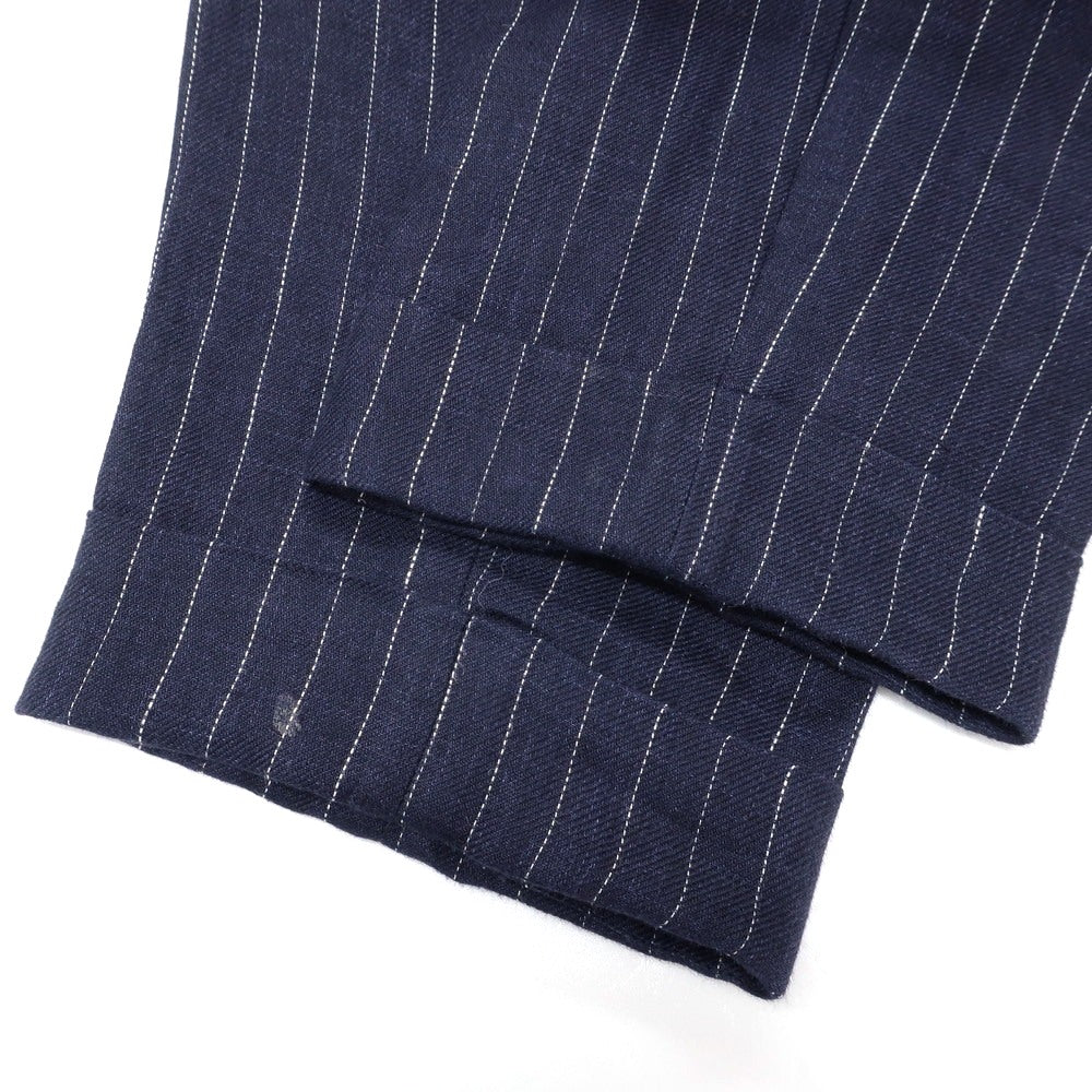 【中古】ブルネロクチネリ Brunello Cucinelli リネン ピンストライプ ドレススラックスパンツ ネイビーxホワイト【 44 】【 状態ランクC 】【 メンズ 】