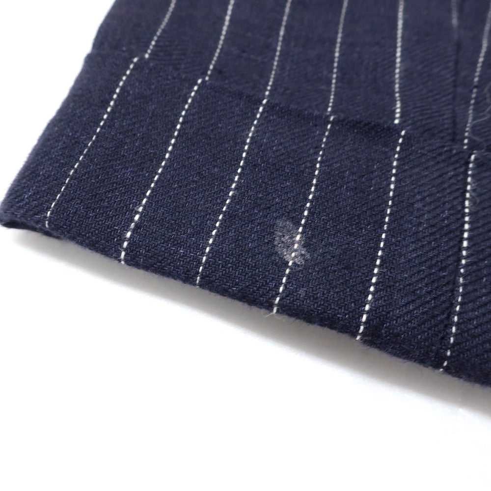 【中古】ブルネロクチネリ Brunello Cucinelli リネン ピンストライプ ドレススラックスパンツ ネイビーxホワイト【 44 】【 状態ランクC 】【 メンズ 】