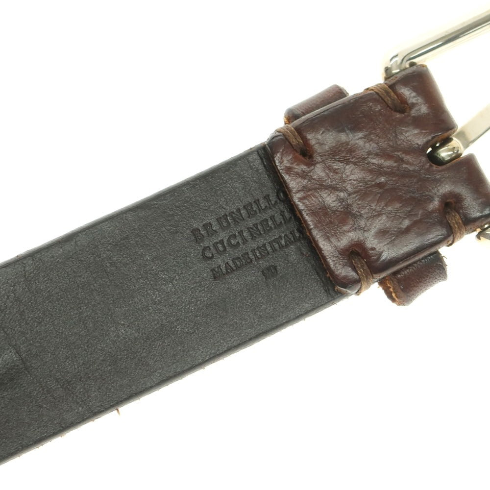 【中古】ブルネロクチネリ Brunello Cucinelli レザー ベルト ダークブラウン【 90 】【 状態ランクC 】【 メンズ 】