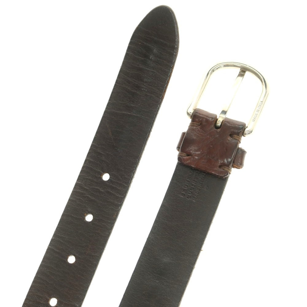 【中古】ブルネロクチネリ Brunello Cucinelli レザー ベルト ダークブラウン【 90 】【 状態ランクC 】【 メンズ 】