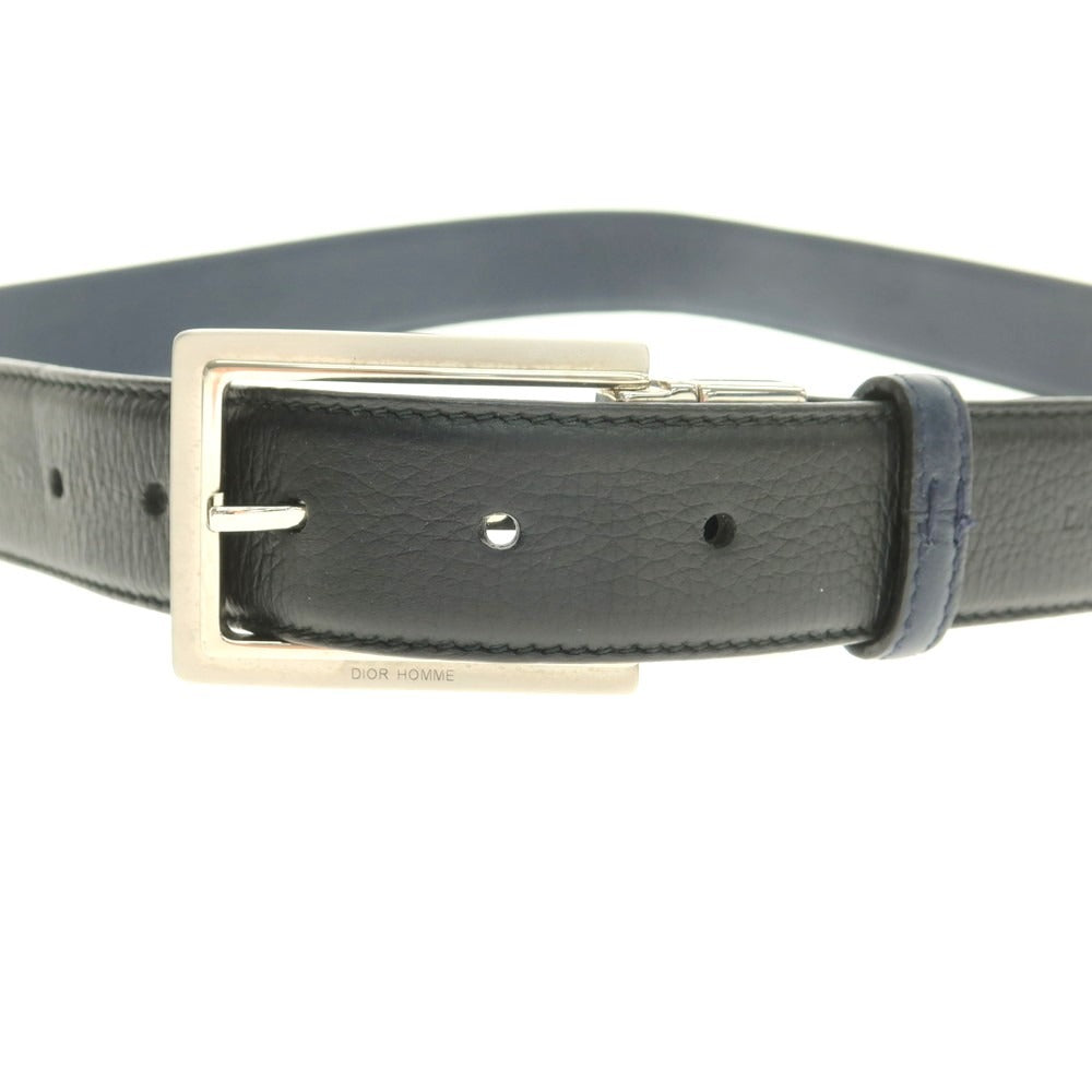 【中古】ディオールオム Dior Homme リバーシブル レザー ベルト ダークネイビーxブラック【 状態ランクC 】【 メンズ 】