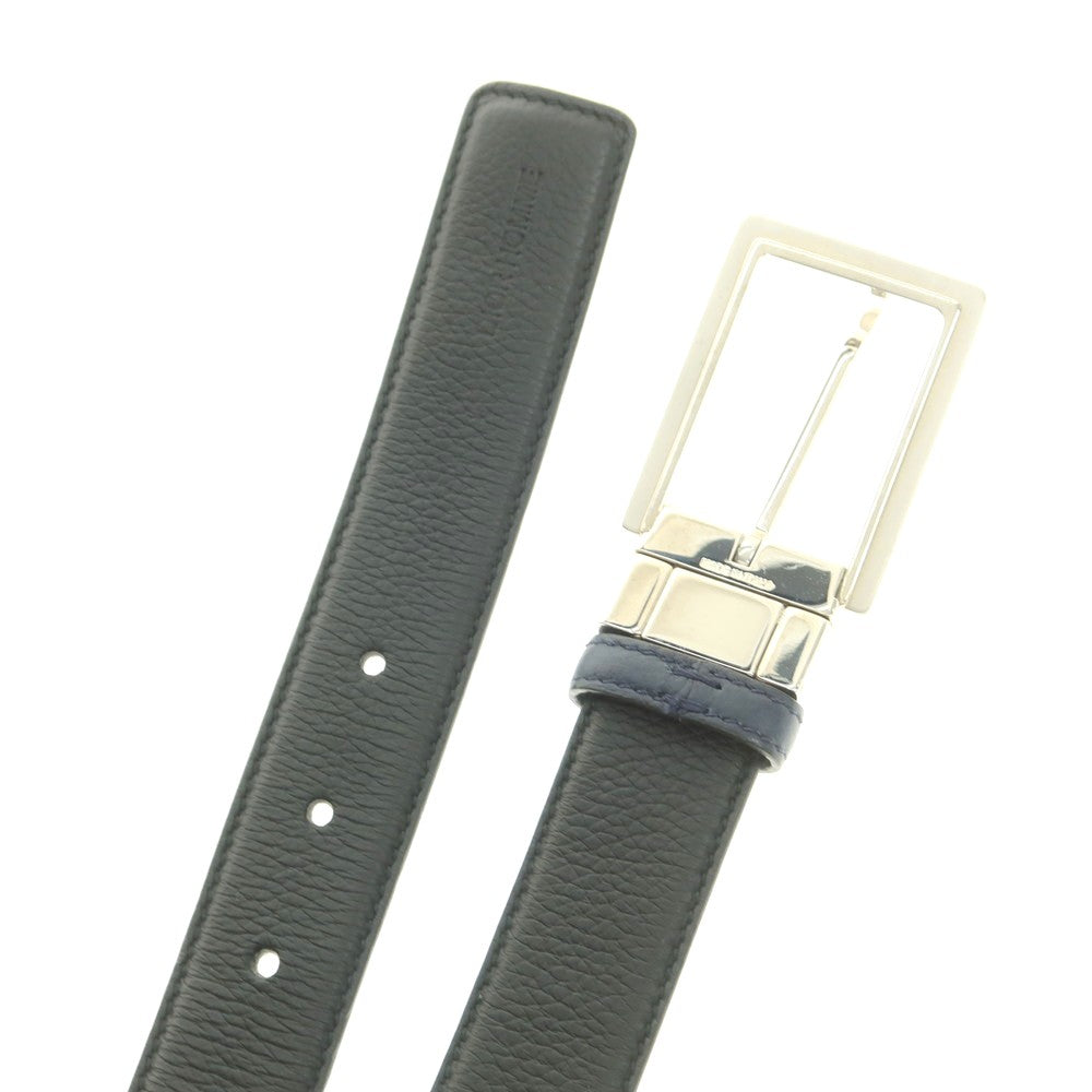 【中古】ディオールオム Dior Homme リバーシブル レザー ベルト ダークネイビーxブラック【 状態ランクC 】【 メンズ 】