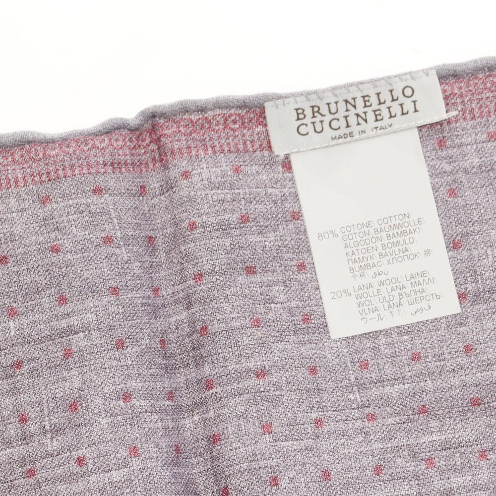【中古】ブルネロクチネリ Brunello Cucinelli コットンウール ポケットチーフ グレーxレッド【 状態ランクB 】【 メンズ 】