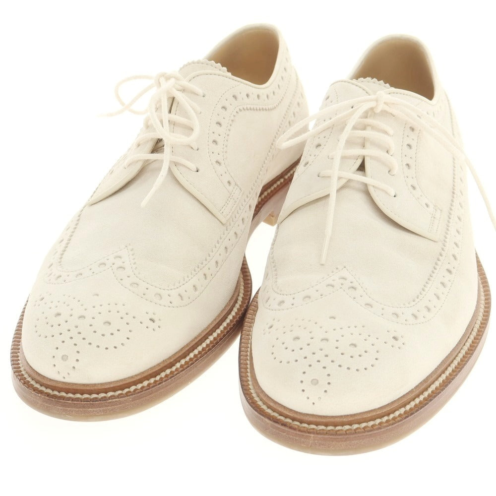 【中古】ブルネロクチネリ Brunello Cucinelli スエード ロングウイングチップ ドレスシューズ アイボリーベージュ【 42 1/2 】【 状態ランクB 】【 メンズ 】