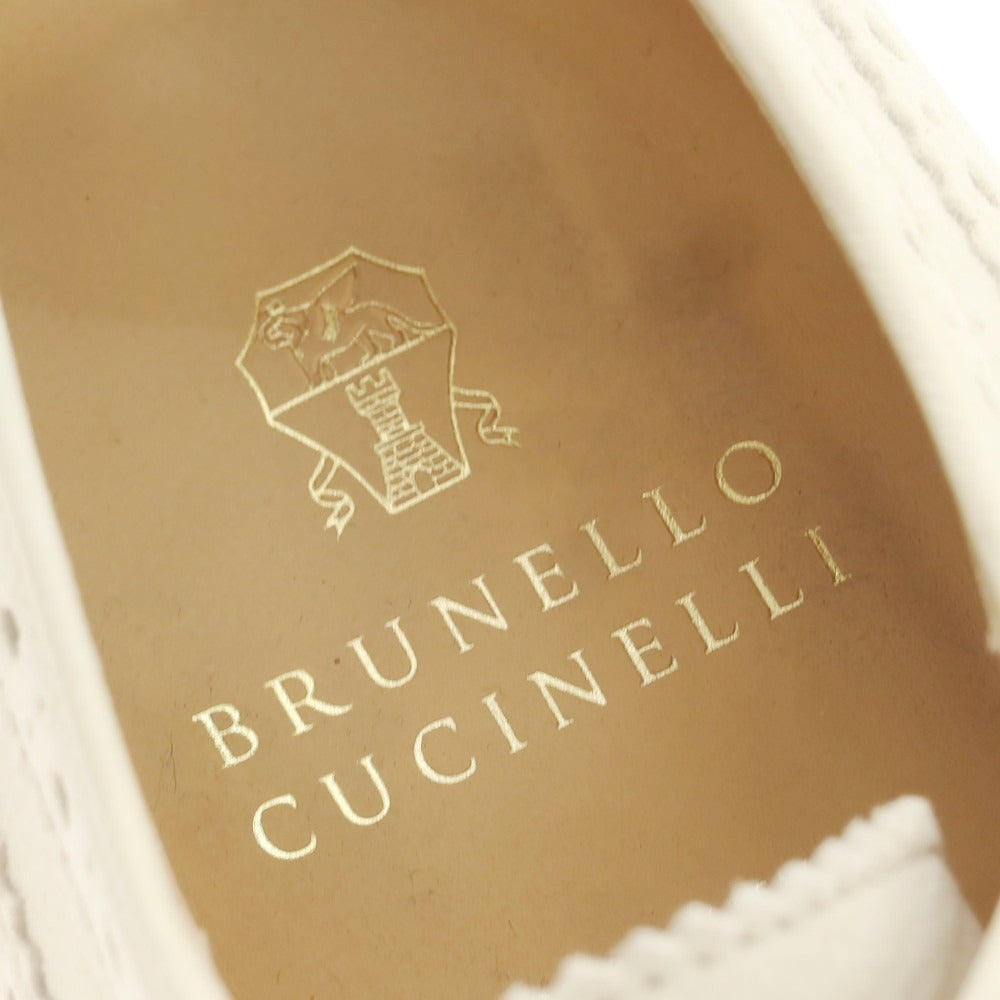 【中古】ブルネロクチネリ Brunello Cucinelli スエード ロングウイングチップ ドレスシューズ アイボリーベージュ【 42 1/2 】【 状態ランクB 】【 メンズ 】