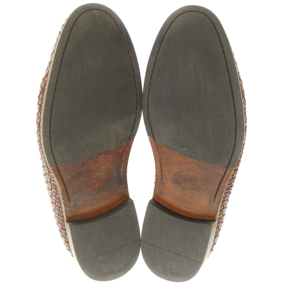 【中古】ブルネロクチネリ Brunello Cucinelli イントレチャートレザー コインローファー ブラウン【 42 1/2 】【 状態ランクD 】【 メンズ 】