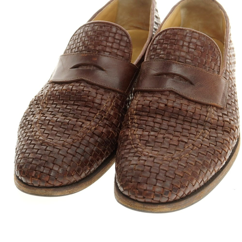 【中古】ブルネロクチネリ Brunello Cucinelli イントレチャートレザー コインローファー ブラウン【 42 1/2 】【 状態ランクD 】【 メンズ 】
