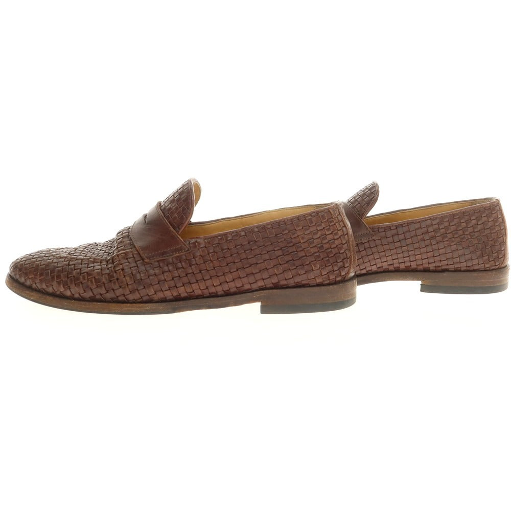 【中古】ブルネロクチネリ Brunello Cucinelli イントレチャートレザー コインローファー ブラウン【 42 1/2 】【 状態ランクD 】【 メンズ 】