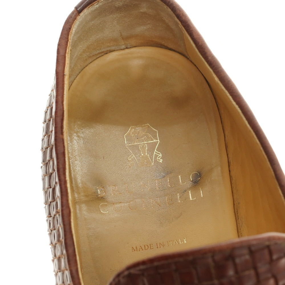 【中古】ブルネロクチネリ Brunello Cucinelli イントレチャートレザー コインローファー ブラウン【 42 1/2 】【 状態ランクD 】【 メンズ 】