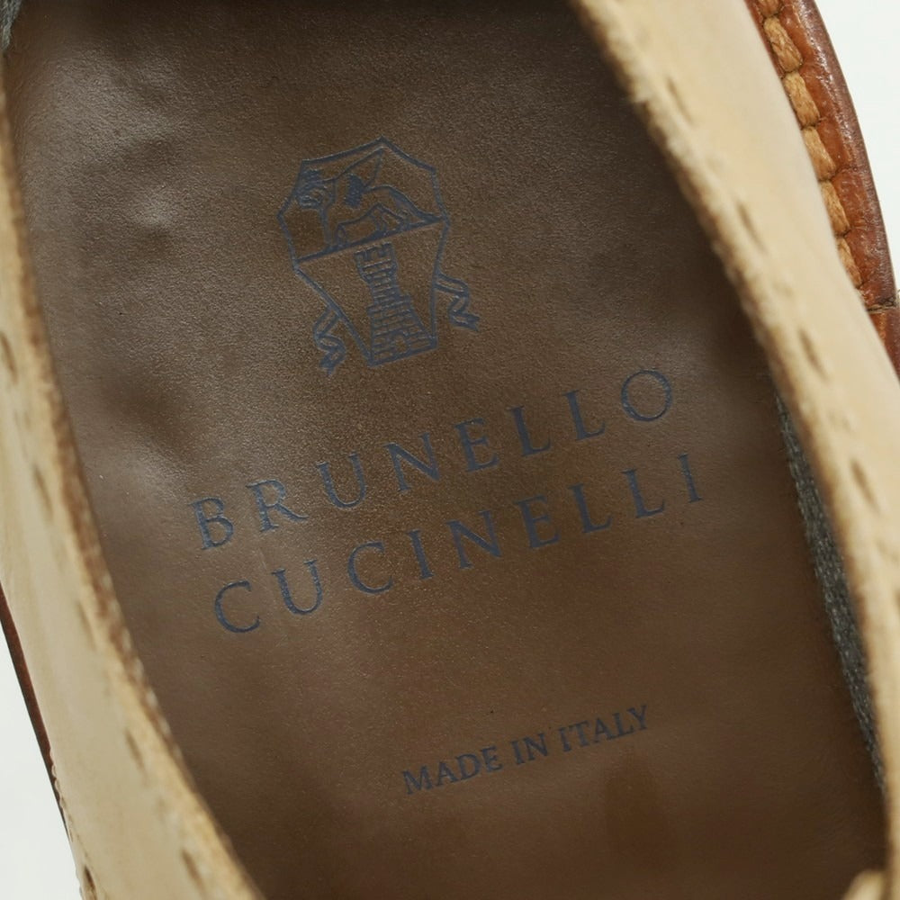 【中古】ブルネロクチネリ Brunello Cucinelli ウイングチップ ドレスシューズ ベージュ【 42 】【 状態ランクB 】【 メンズ 】