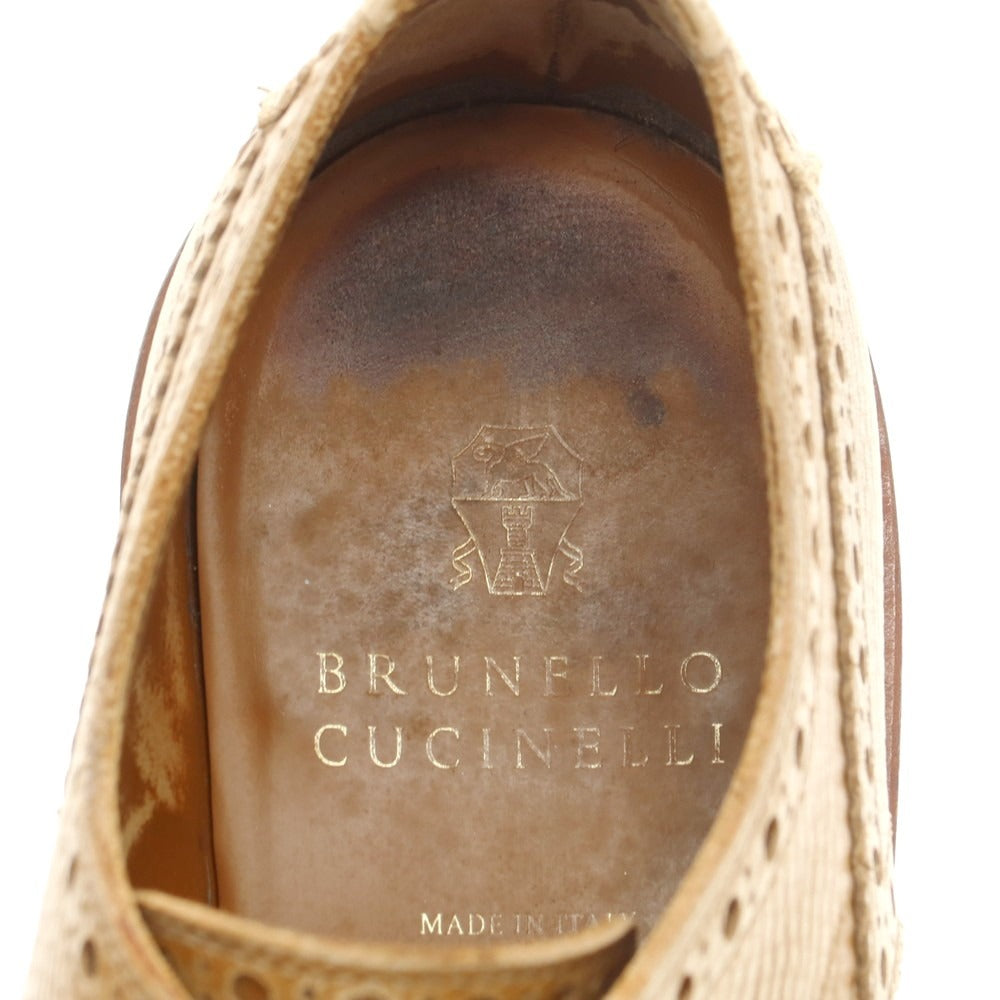 【中古】ブルネロクチネリ Brunello Cucinelli ウイングチップ ドレスシューズ ライトブラウン【 42 】【 状態ランクC 】【 メンズ 】