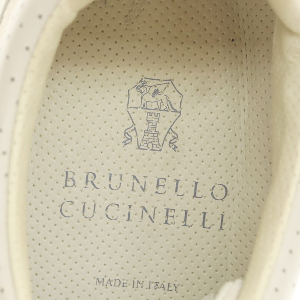 【中古】ブルネロクチネリ Brunello Cucinelli パンチングレザー スニーカー ライトベージュ【 42 】【 状態ランクC 】【 メンズ 】