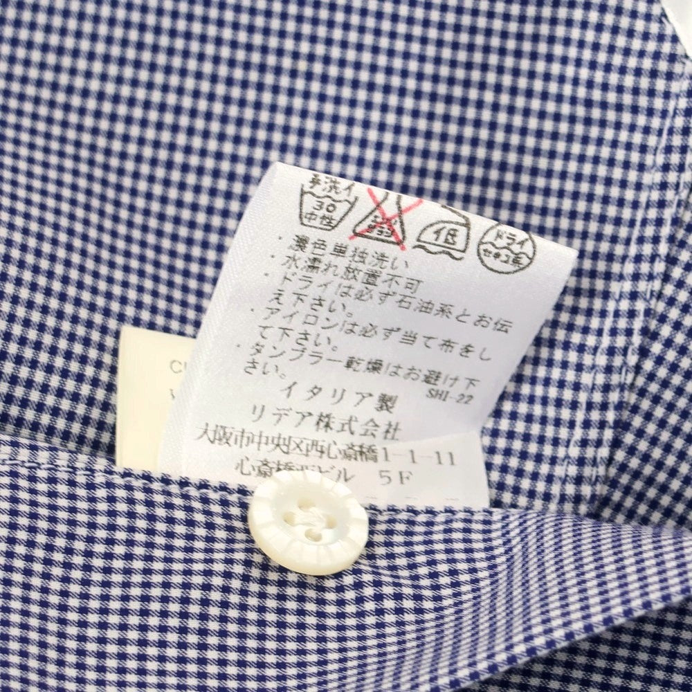 【中古】バルバ ダンディライフ BARBA DANDY LIFE コットン ギンガムチェック ワイドカラー ドレスシャツ ネイビーxホワイト【 39 】【 状態ランクB 】【 メンズ 】