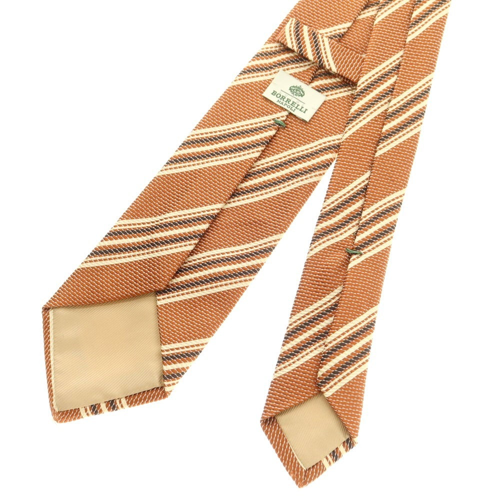【中古】ルイジ ボレッリ Luigi Borrelli シルク ストライプ柄ネクタイ オレンジ【 状態ランクB 】【 メンズ 】