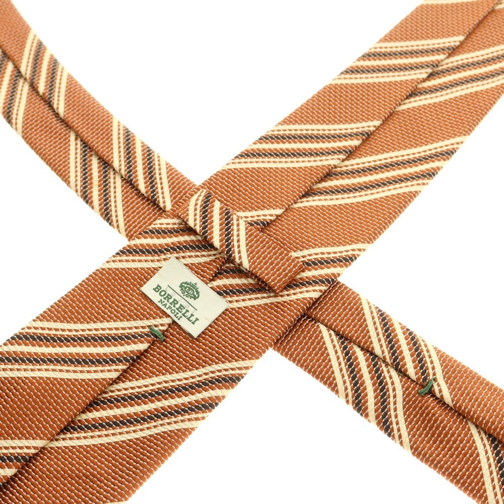 【中古】ルイジ ボレッリ Luigi Borrelli シルク ストライプ柄ネクタイ オレンジ【 状態ランクB 】【 メンズ 】