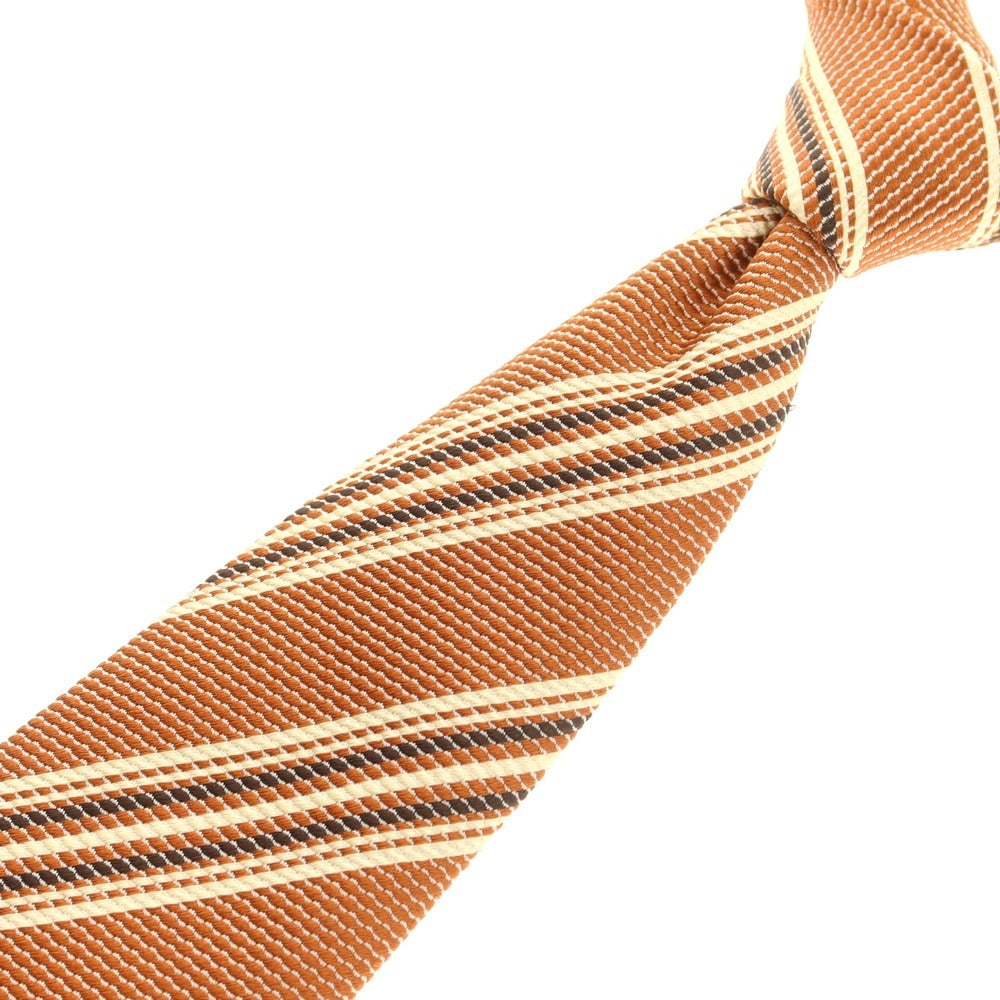 【中古】ルイジ ボレッリ Luigi Borrelli シルク ストライプ柄ネクタイ オレンジ【 状態ランクB 】【 メンズ 】