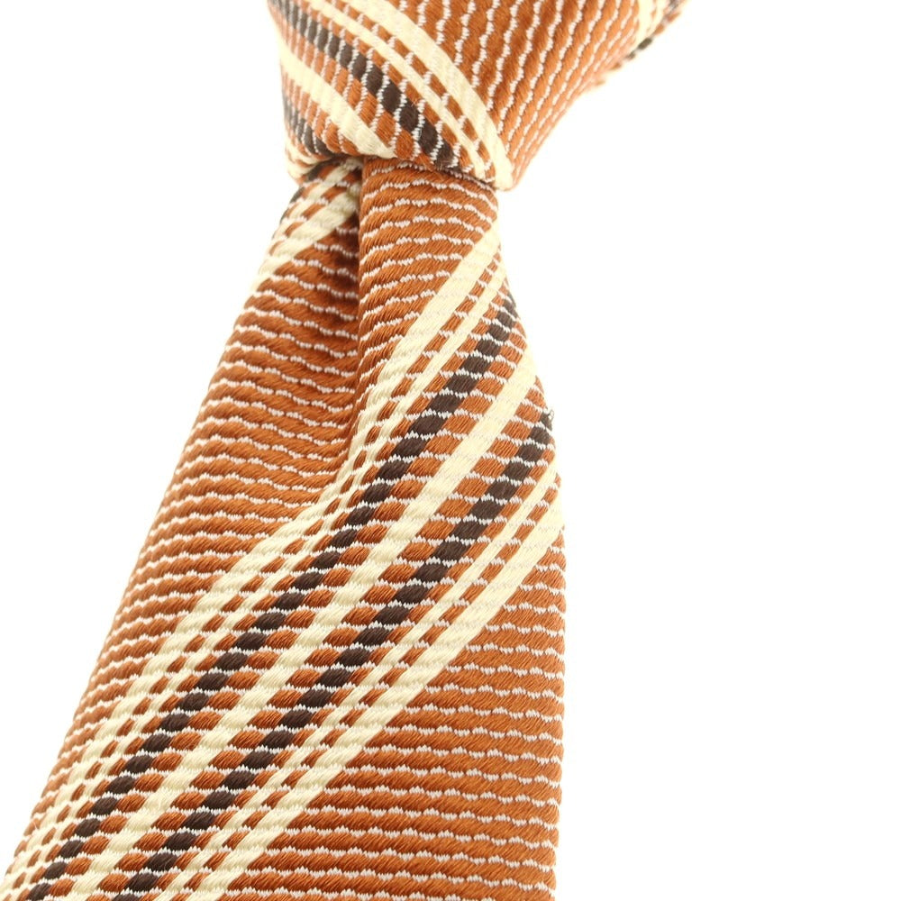 【中古】ルイジ ボレッリ Luigi Borrelli シルク ストライプ柄ネクタイ オレンジ【 状態ランクB 】【 メンズ 】